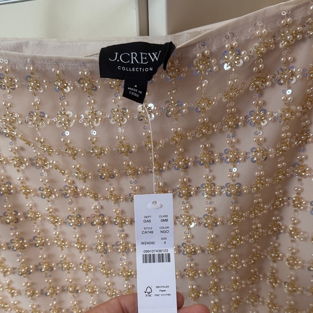 Embellished Beaded Pink Cream Pencil Skirt NwT - Picture 5 of 5